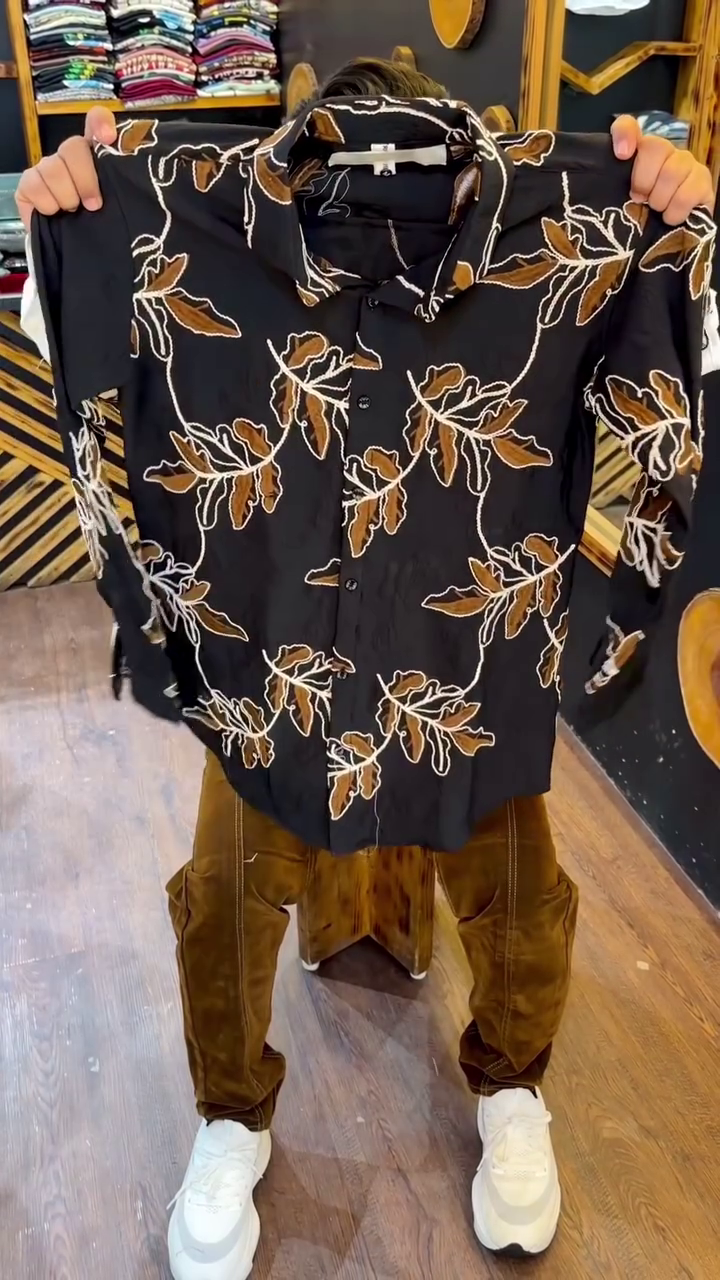 Men’s Leaf Print Shirt & Shorts Set