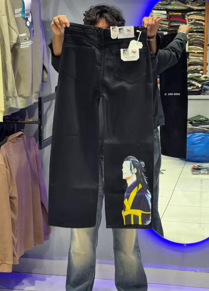 Light Blue Graphic Print Denim Jeans