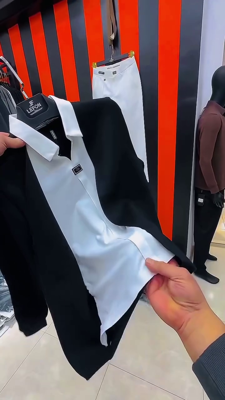 Modern Contrast Panel Designer Shirt With Formal Pent