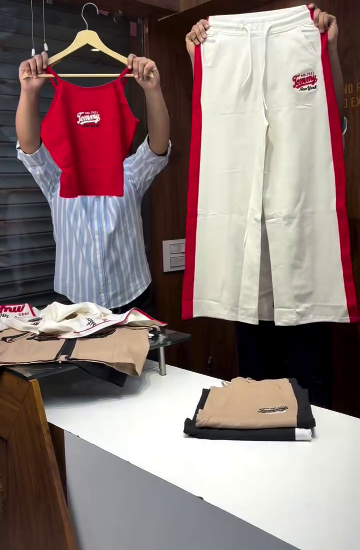 Tommy Inspired White & Red Athleisure Co-Ord Set