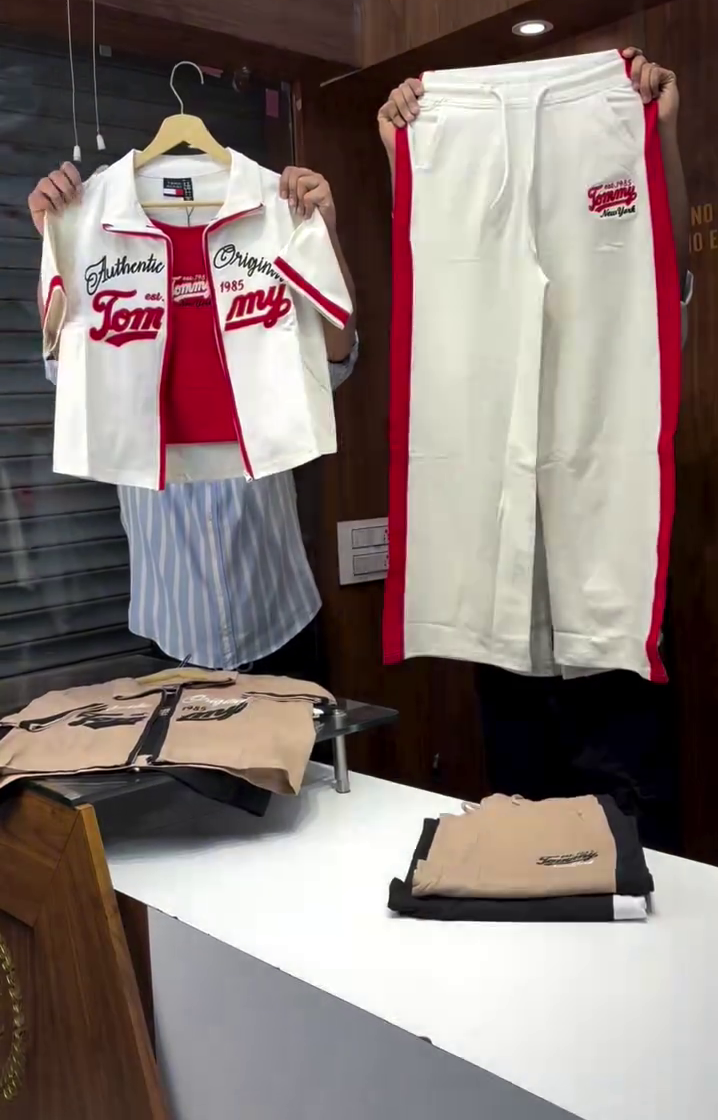 Tommy Inspired White & Red Athleisure Co-Ord Set