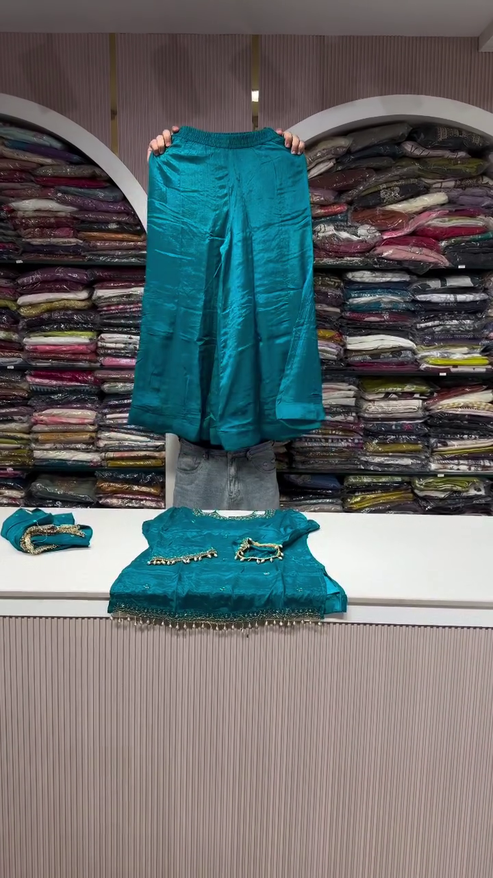 Teal Festive Kurta Set with Dupatta