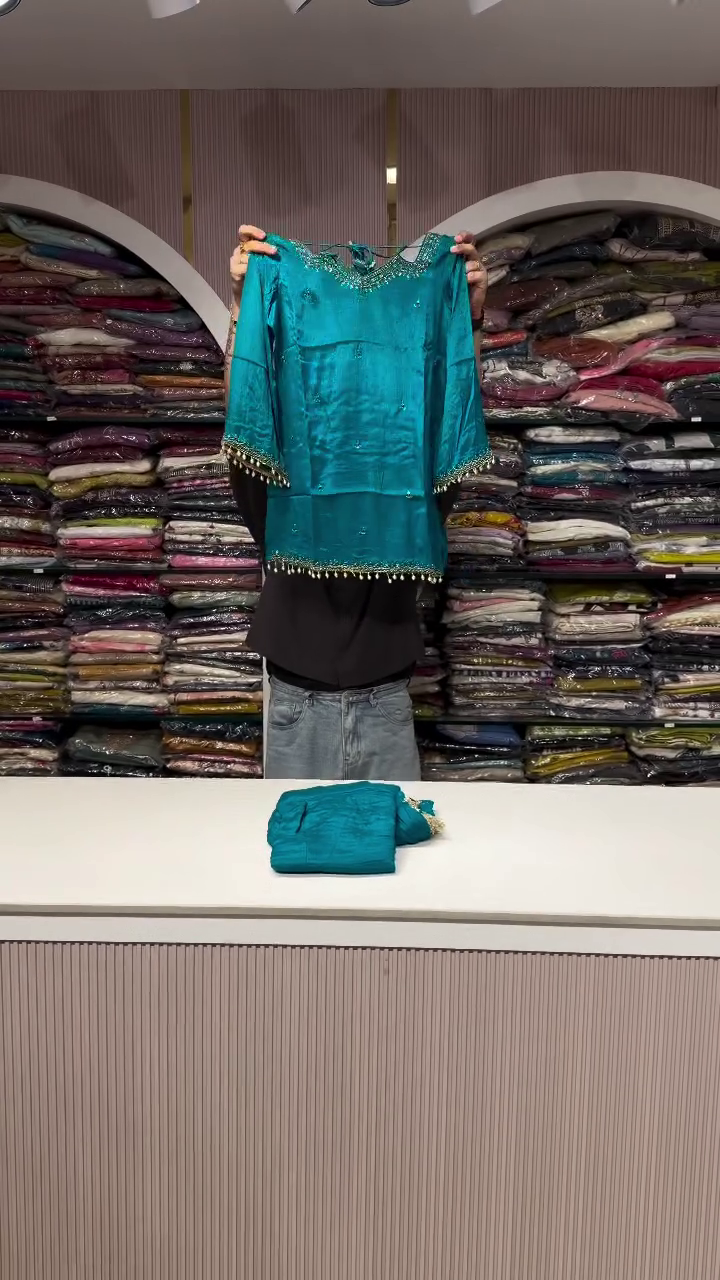Teal Festive Kurta Set with Dupatta