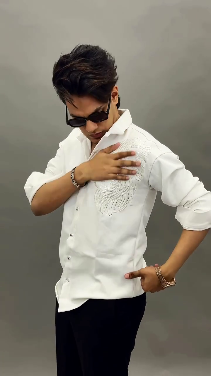 Designer Grey Embroidered Shirt