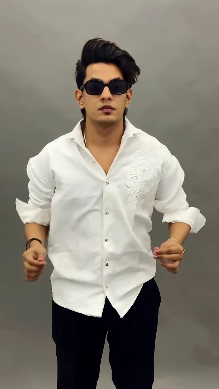 Designer Grey Embroidered Shirt