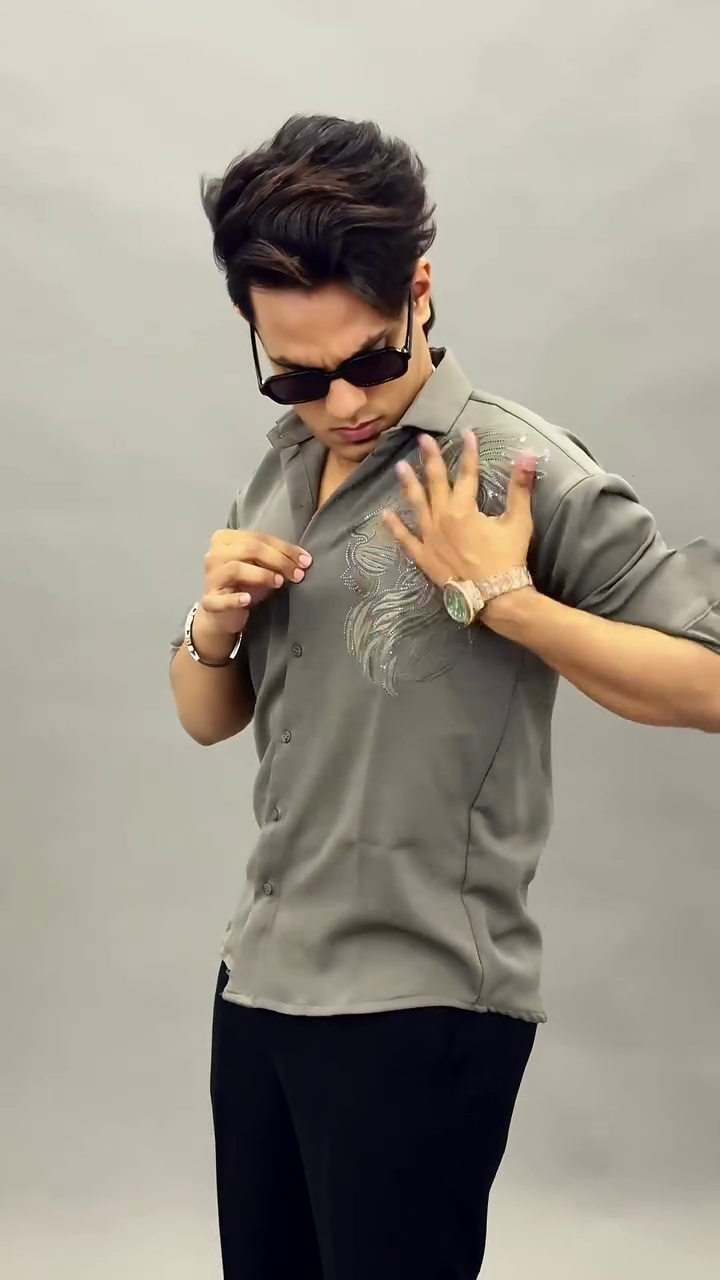 Designer Grey Embroidered Shirt