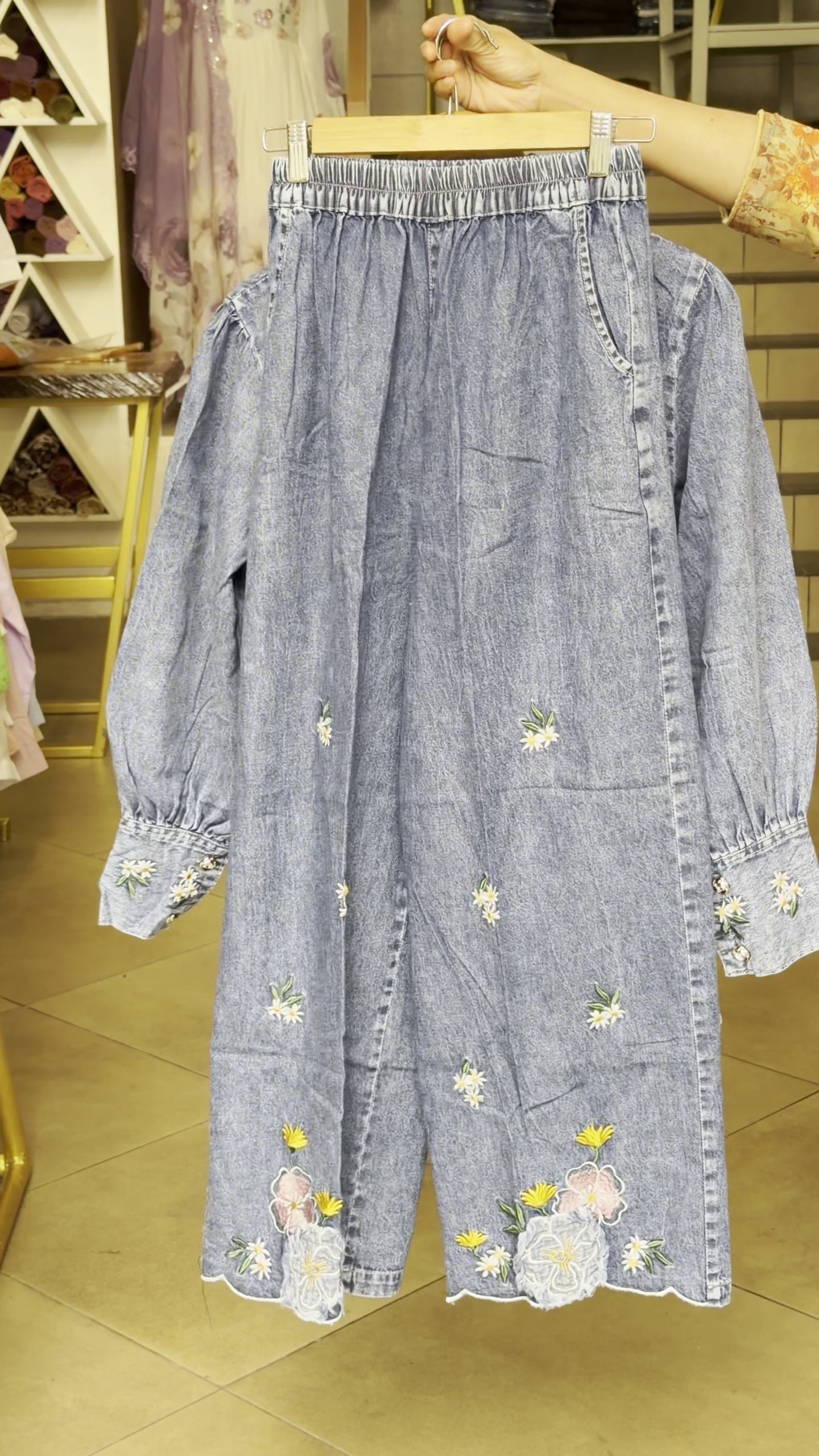 Floral Embroidered Denim Co-Ord Set