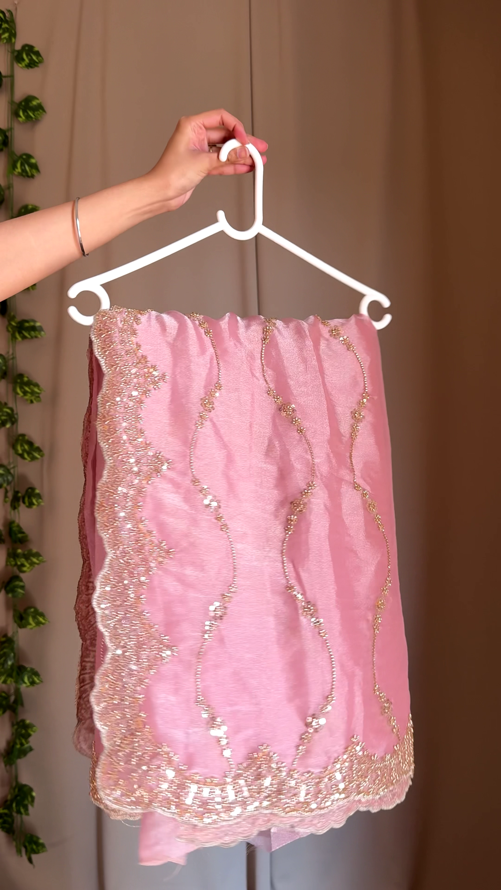 Pink Embellished Saree