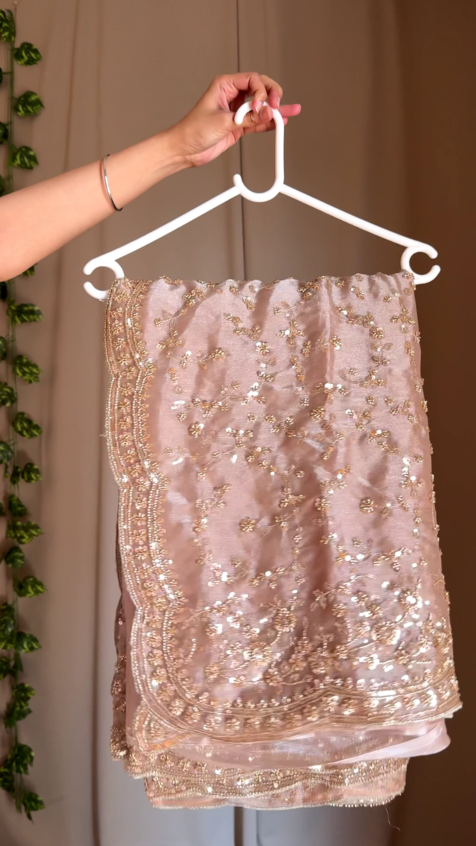 Pink Embellished Saree
