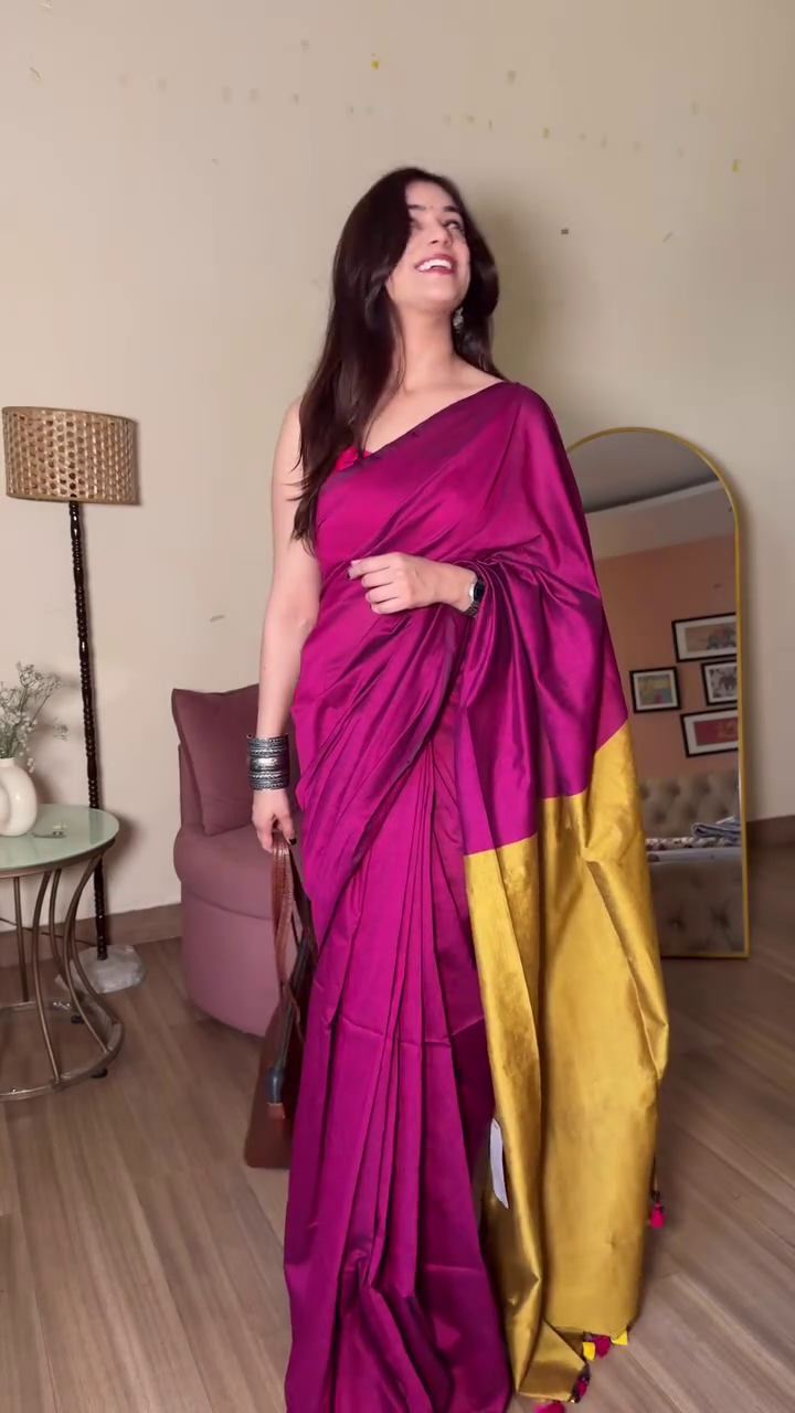 Olive Green & Royal Blue Saree