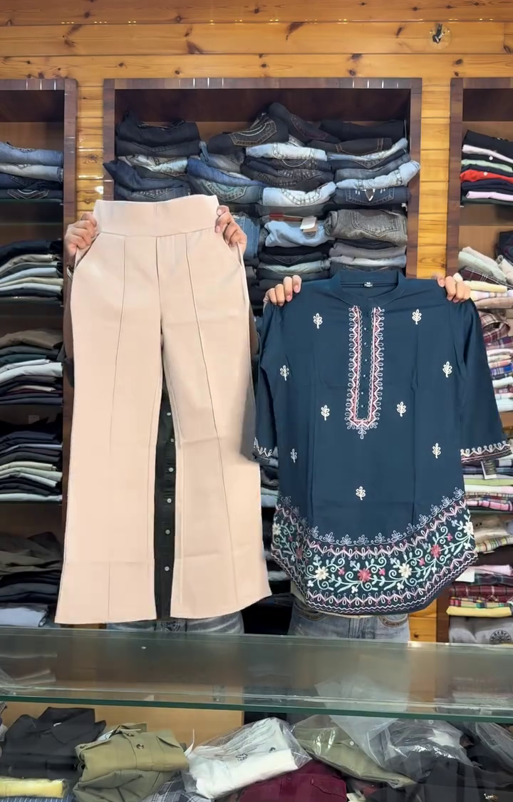 Embroidered Kurti with Palazzo Set
