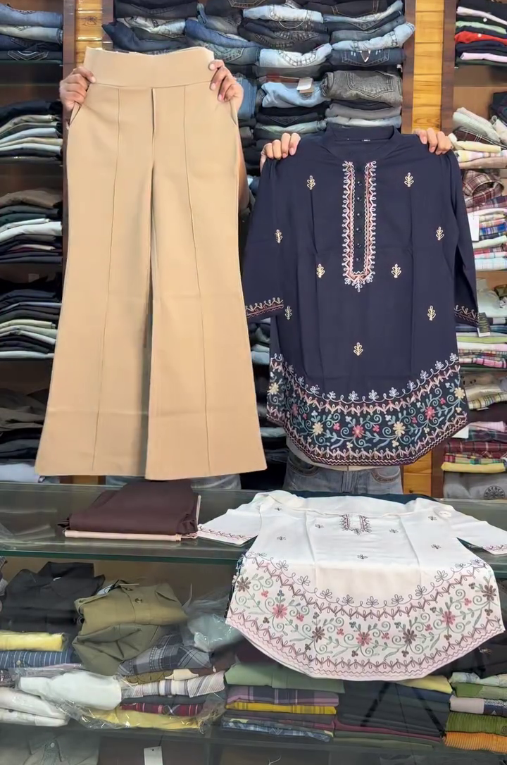 Embroidered Kurti with Palazzo Set