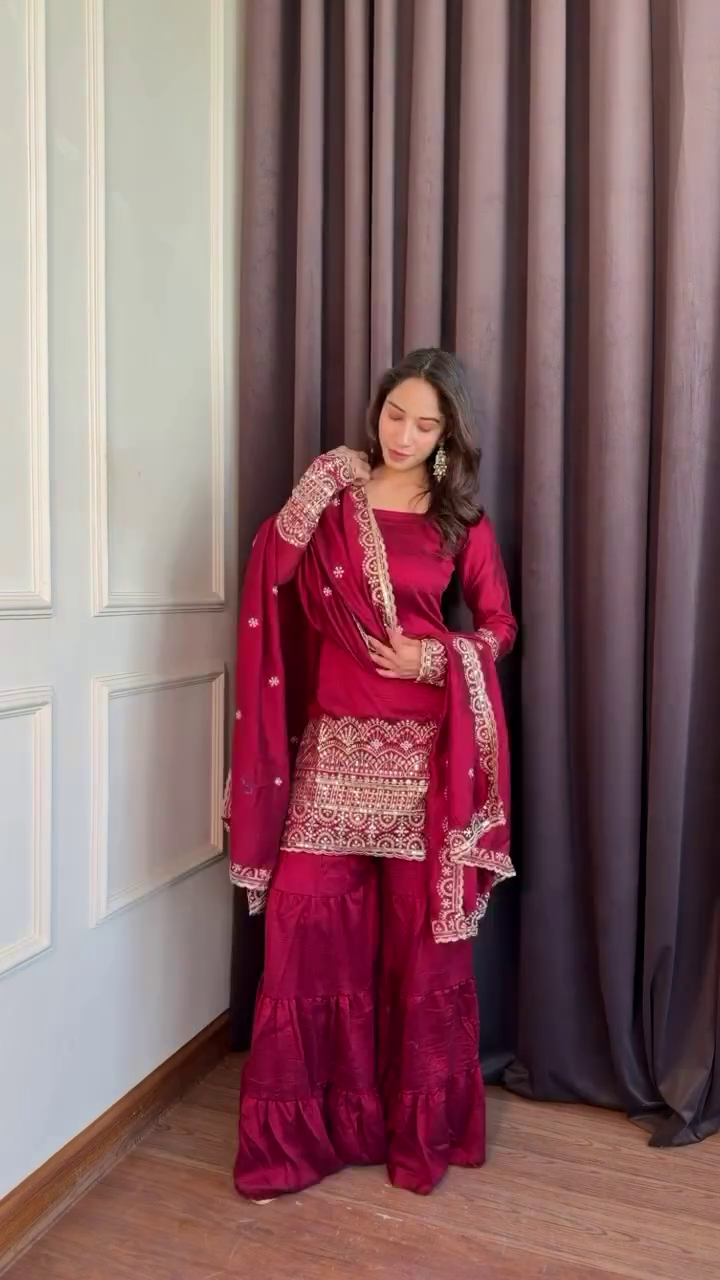 Regal Embroidered Sharara Set