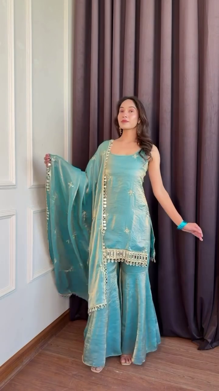 Regal Embroidered Sharara Set