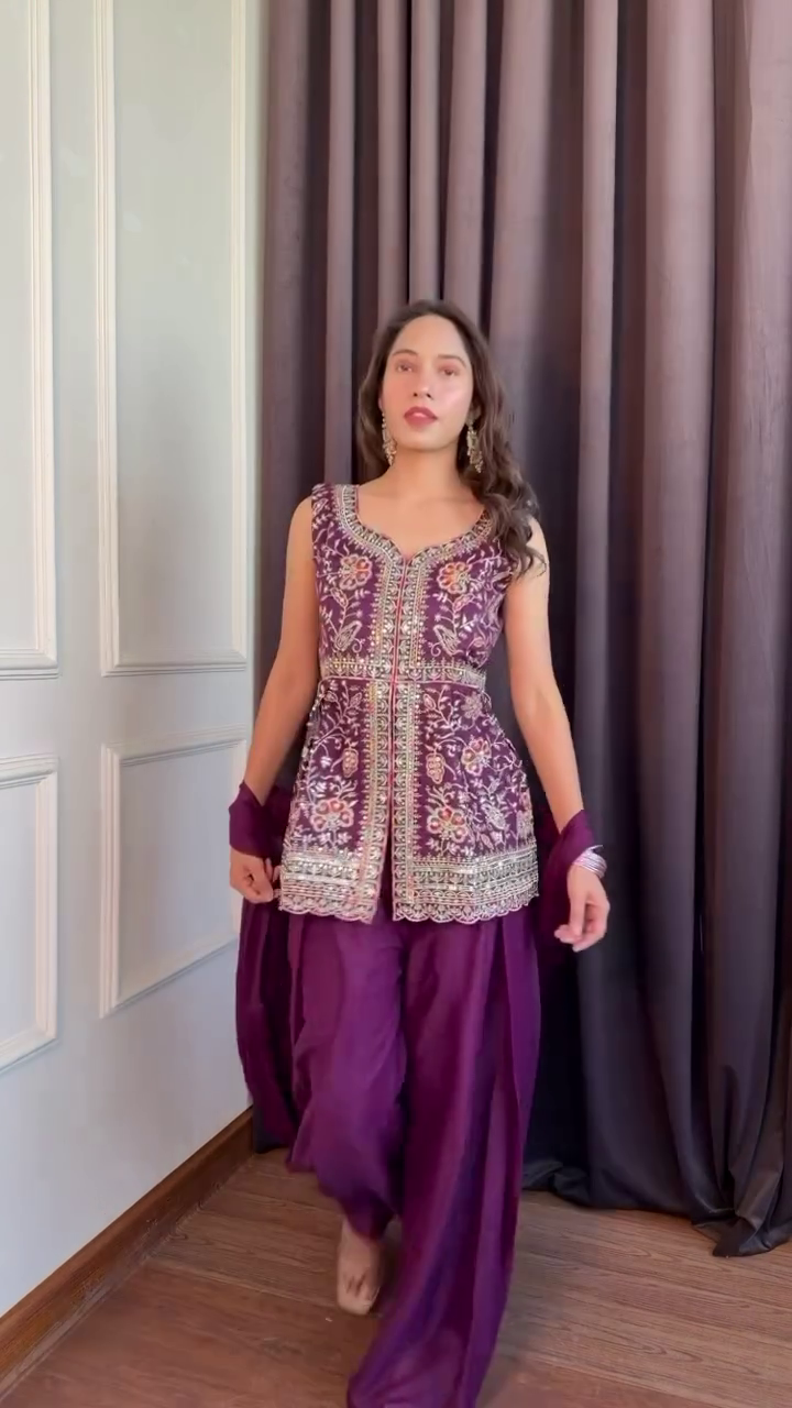 Regal Embroidered Sharara Set