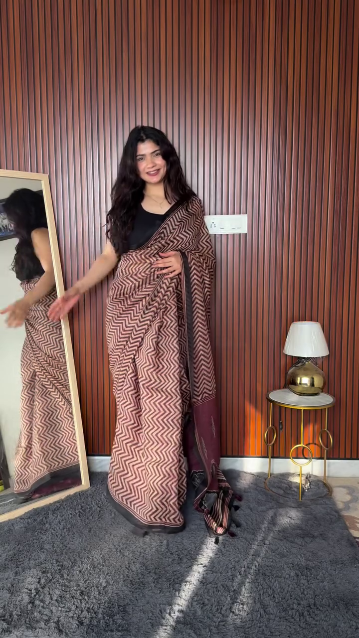 Classic Zigzag Printed Saree