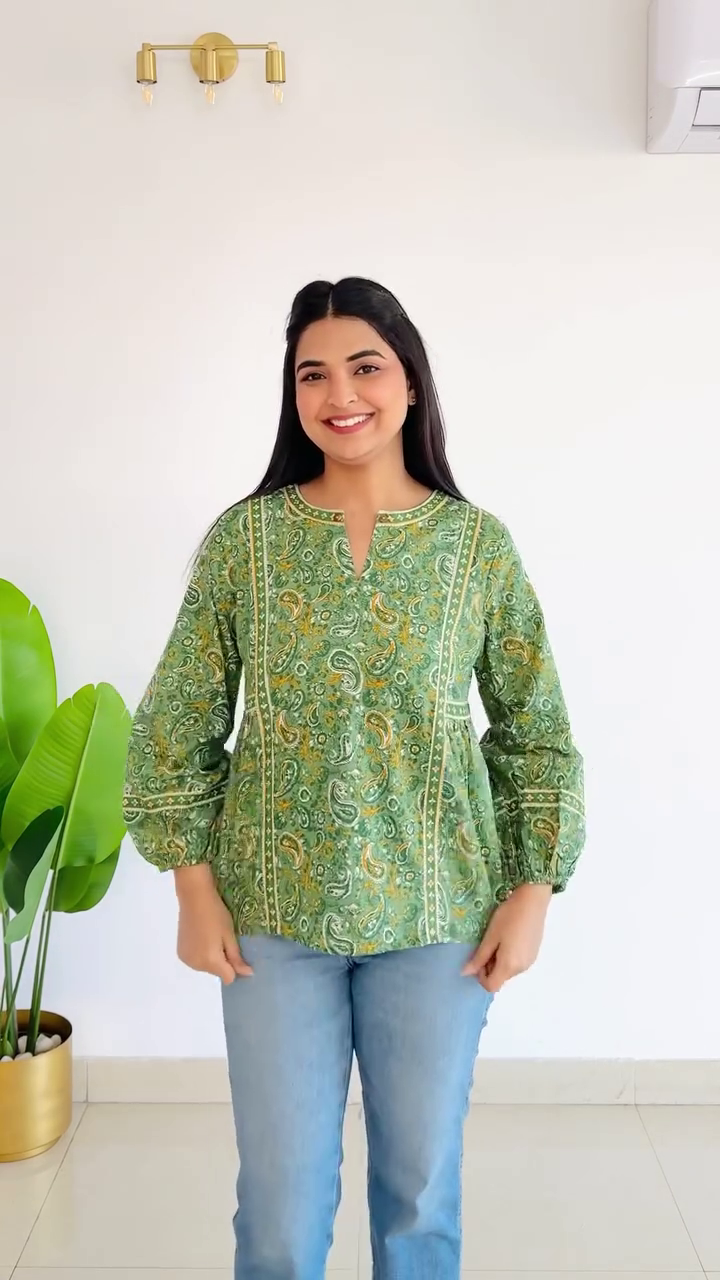 Pink Printed Peplum Top