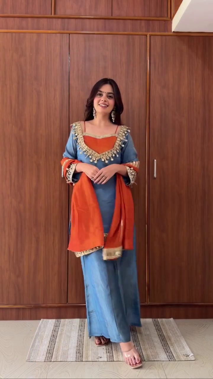 Royal Blue & Orange Ethnic Suit Set