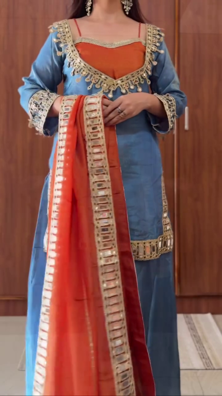 Royal Blue & Orange Ethnic Suit Set