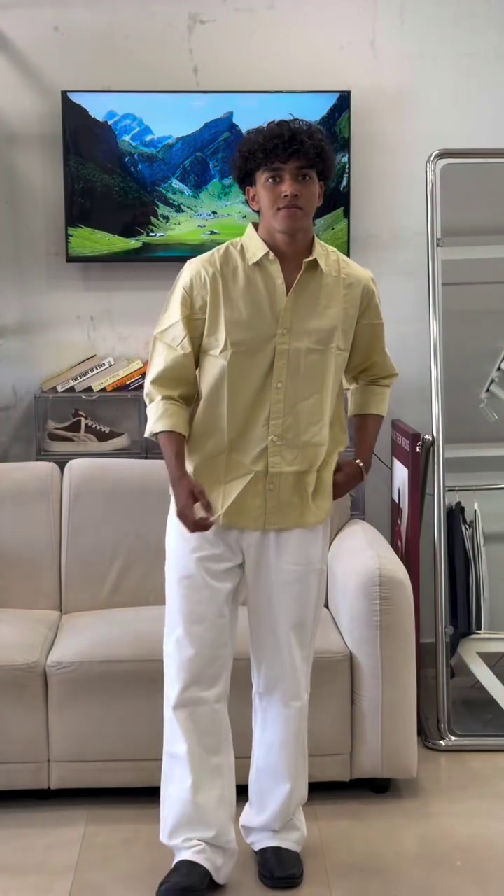 Classic Pastel Yellow Shirt for Men