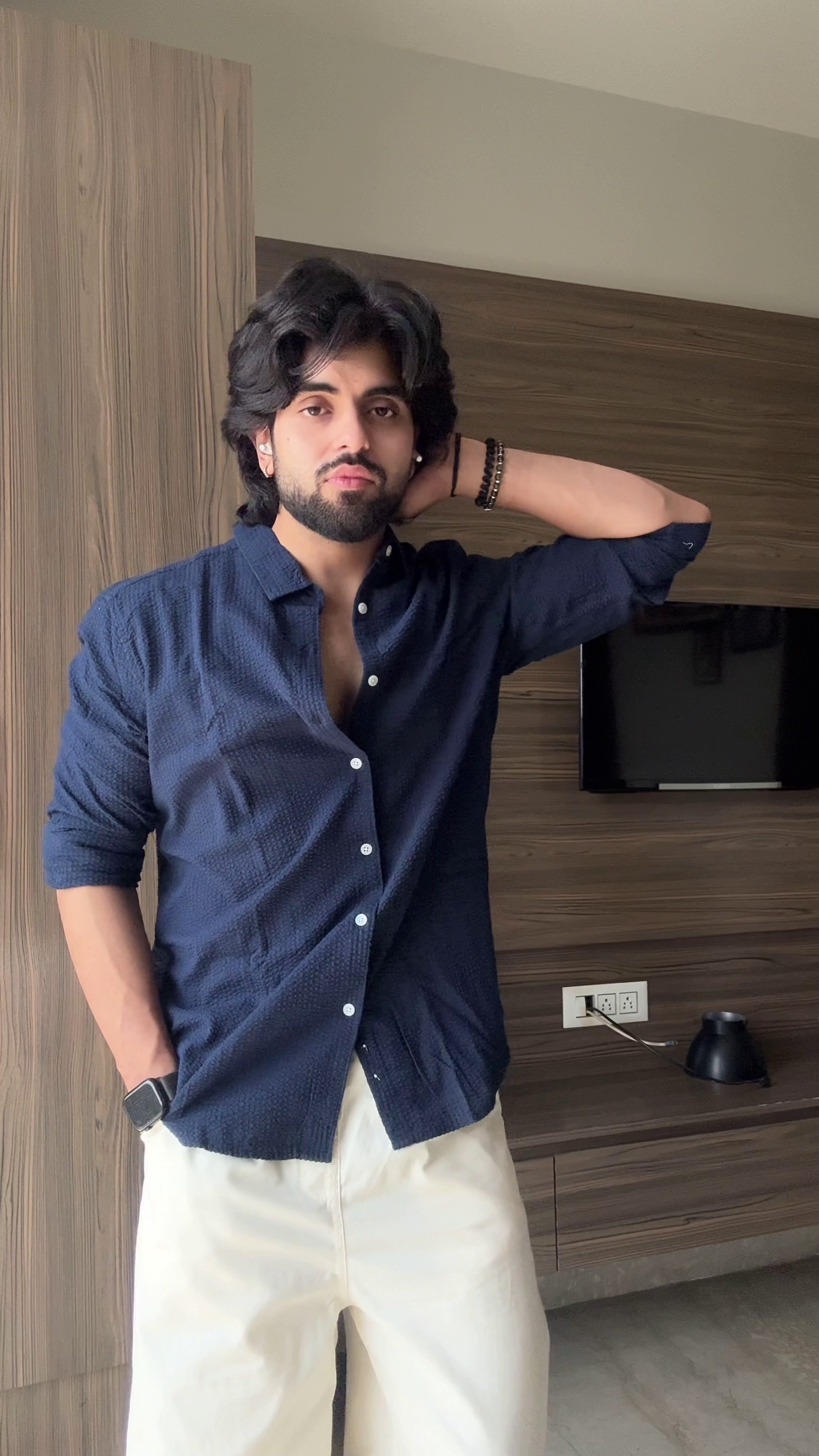 Premium Navy Textured Shirt