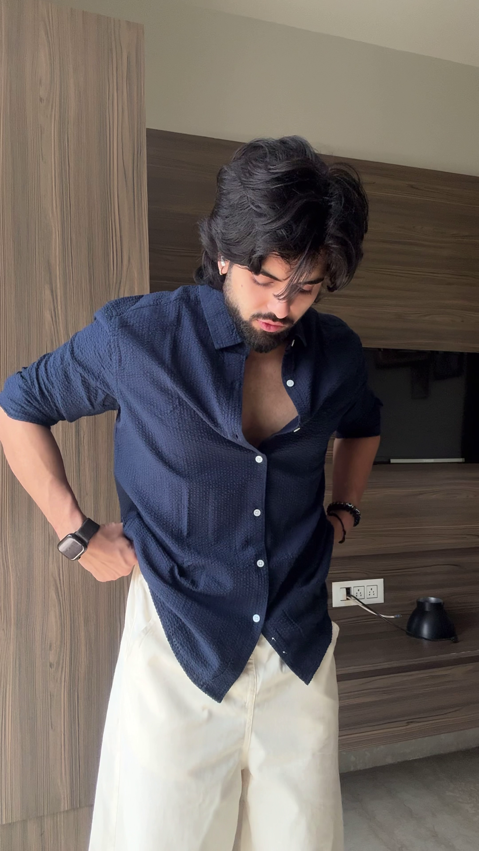 Premium Navy Textured Shirt