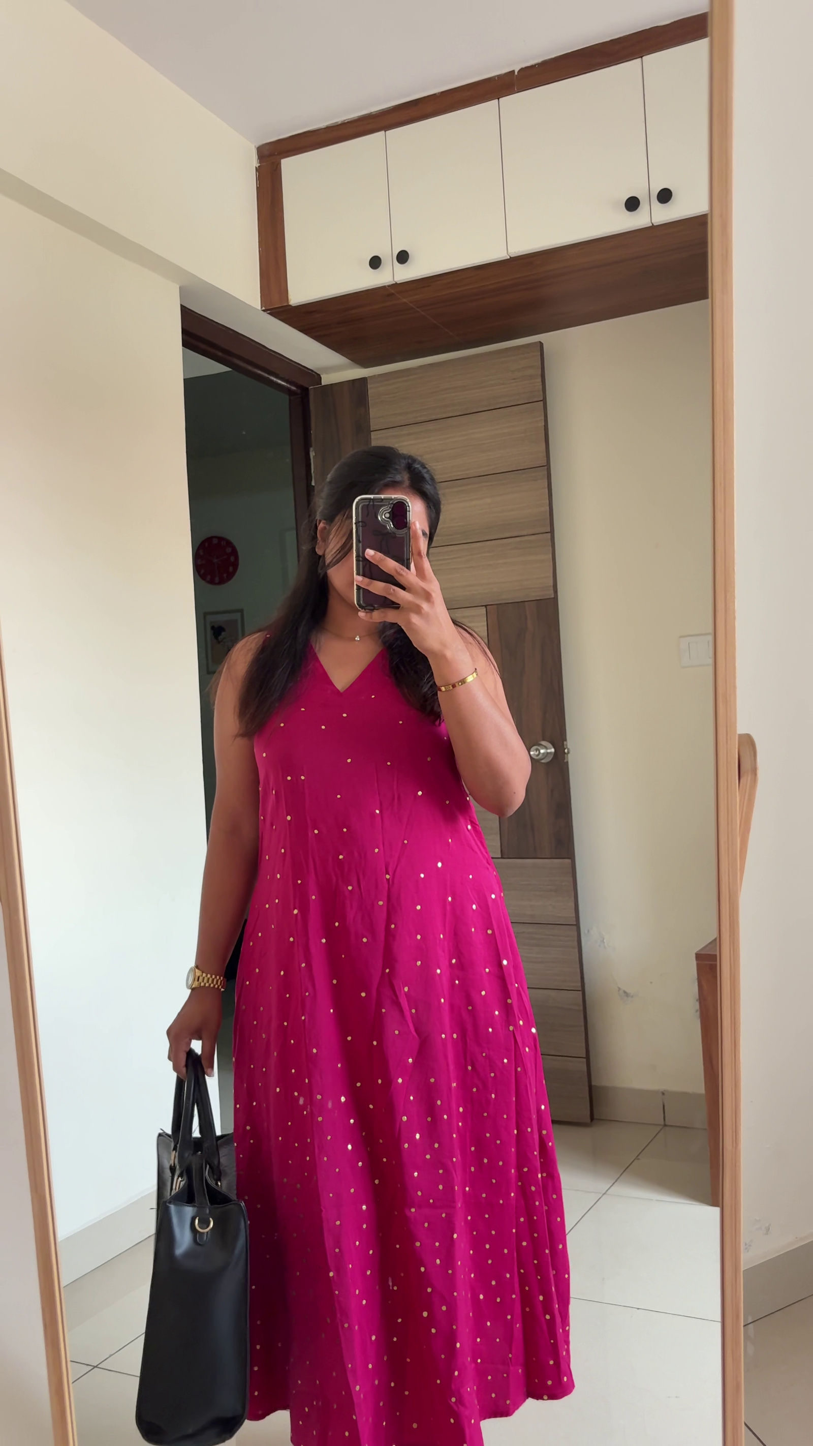 Radiant Pink Polka Midi Dress