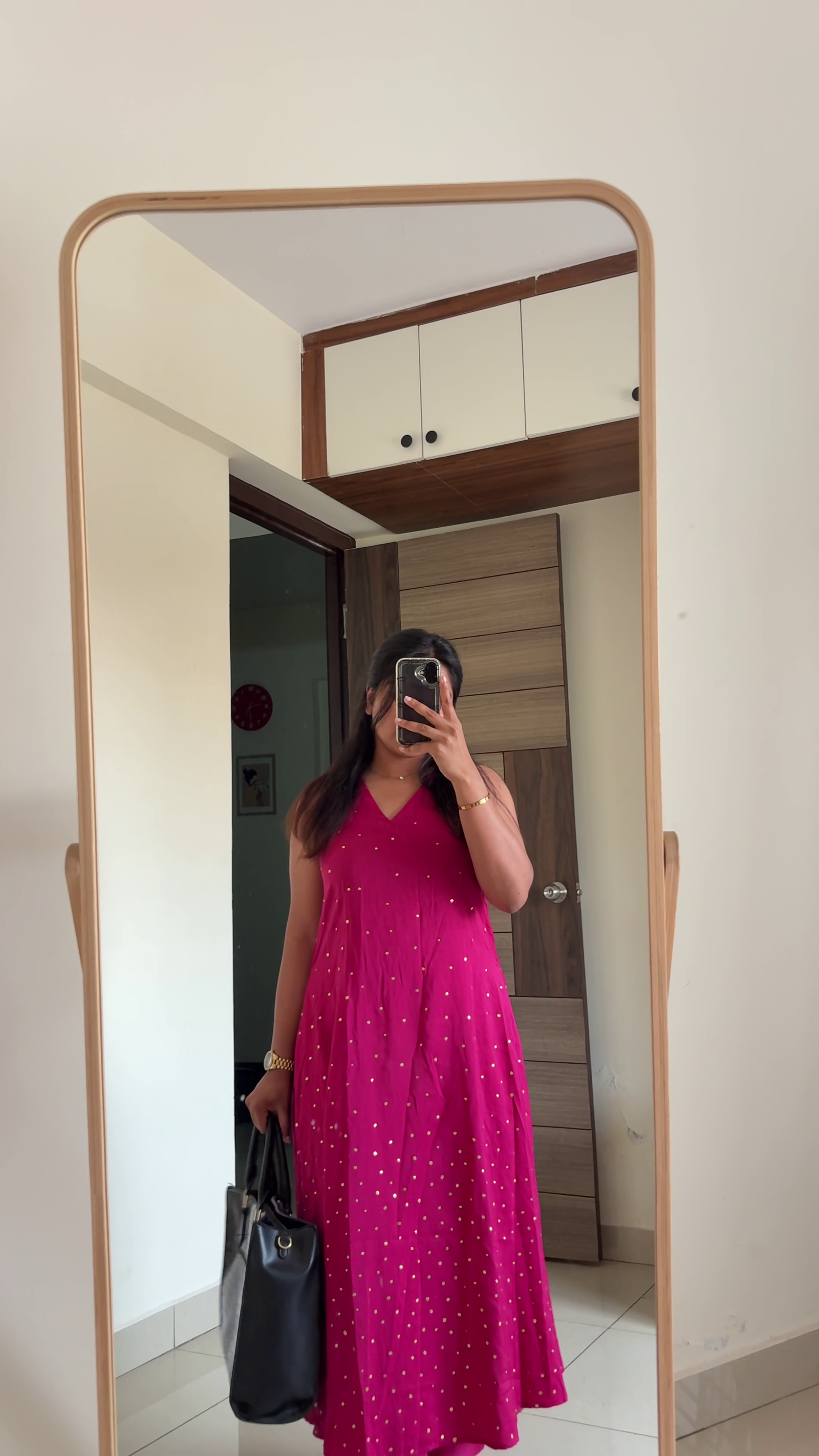 Radiant Pink Polka Midi Dress