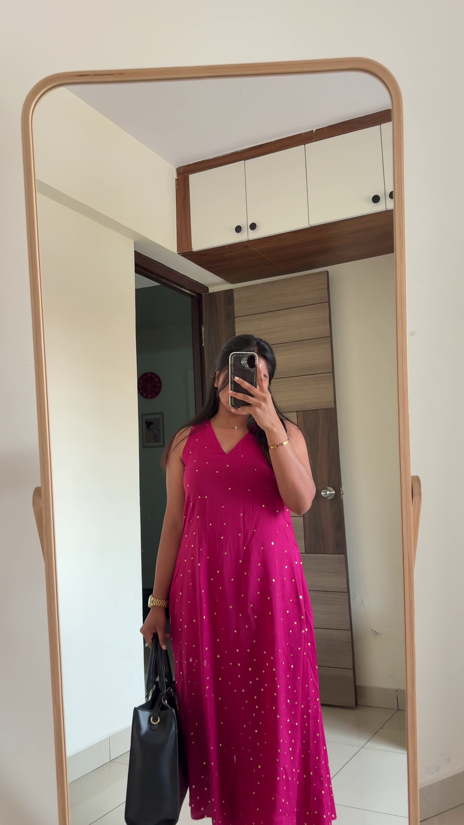 Radiant Pink Polka Midi Dress