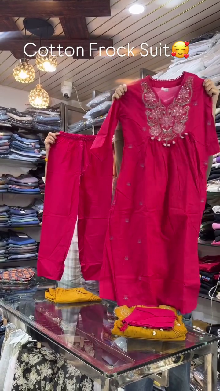 Mustard Cotton Frock Suit