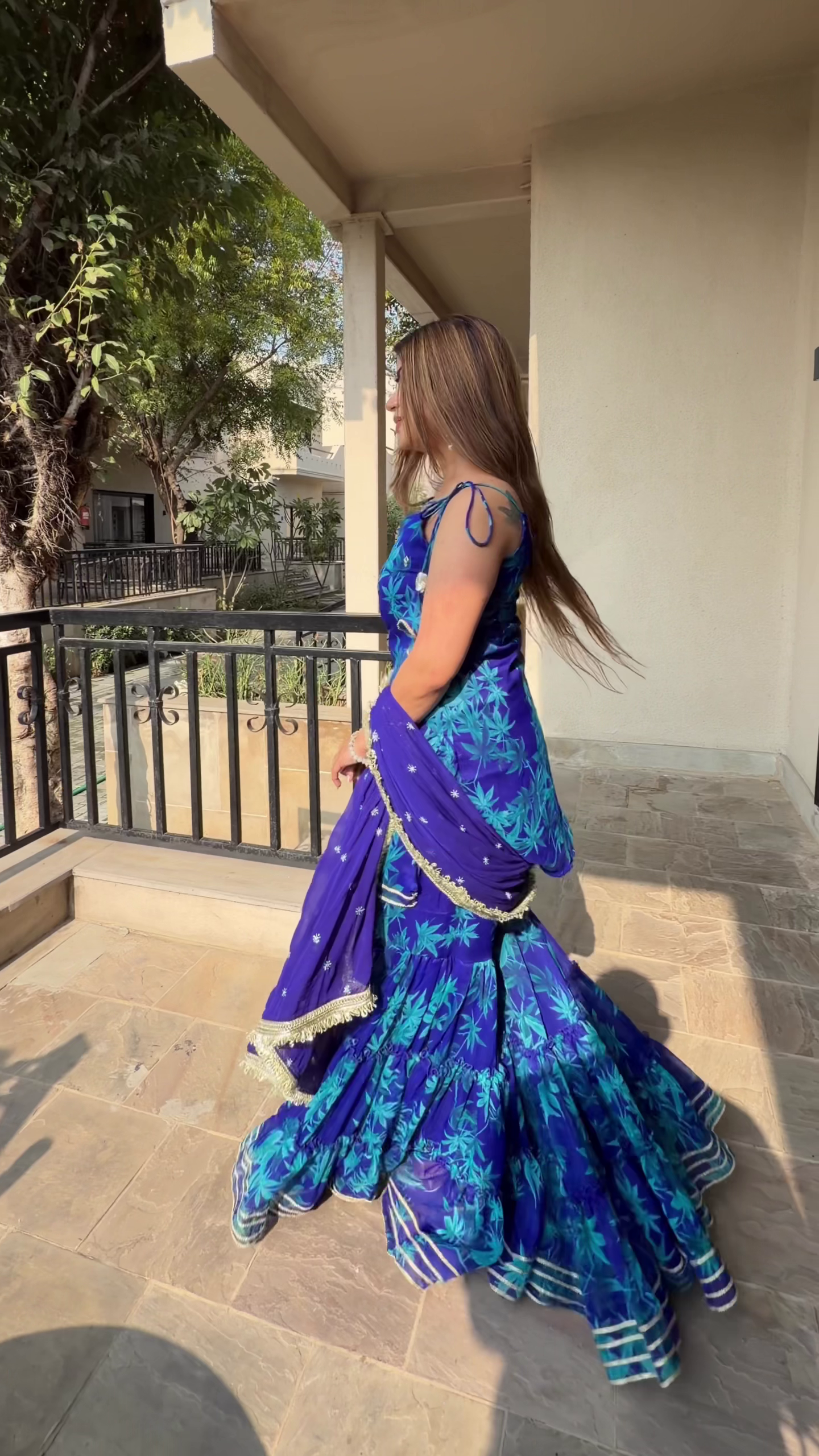 Royal Blue Ethnic Sharara Set