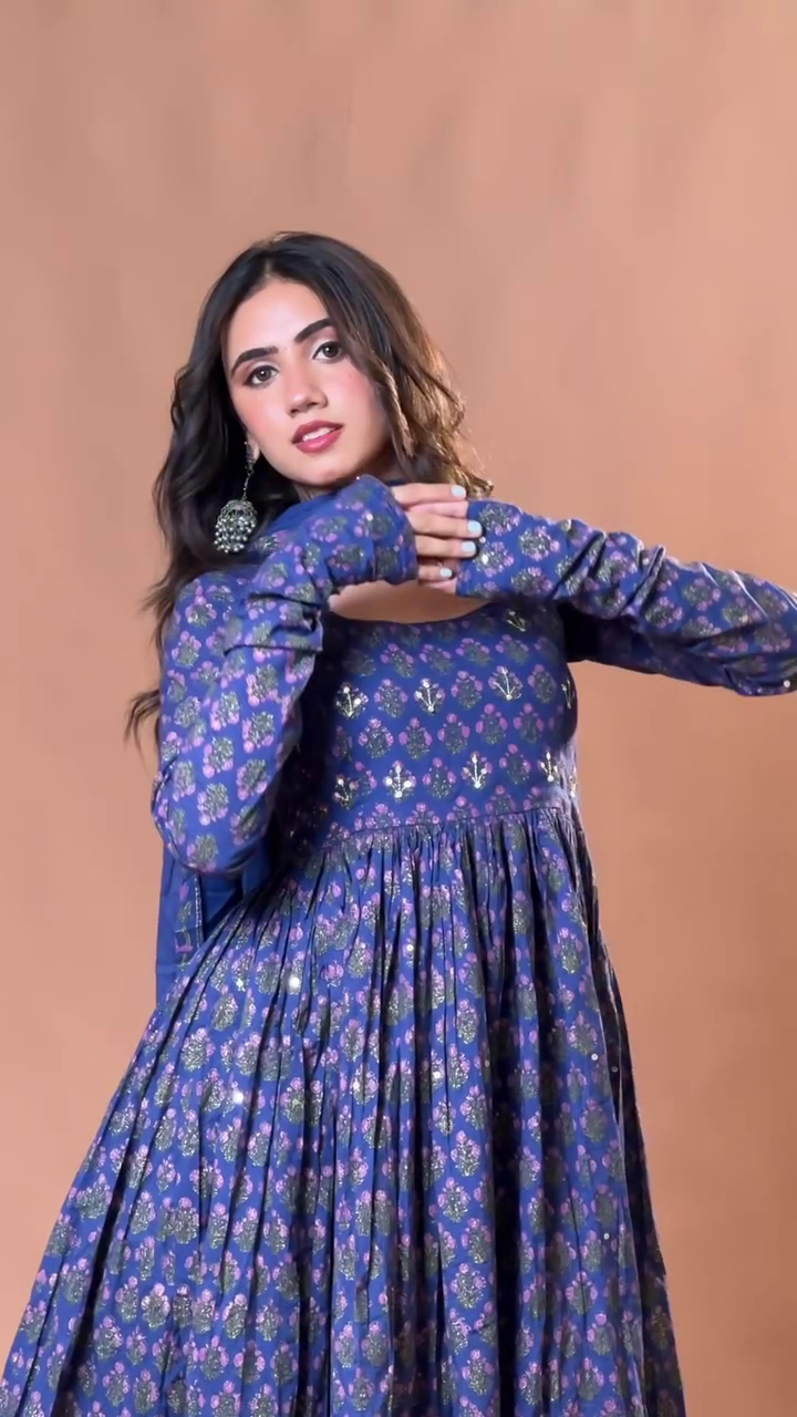Indigo Floral Anarkali