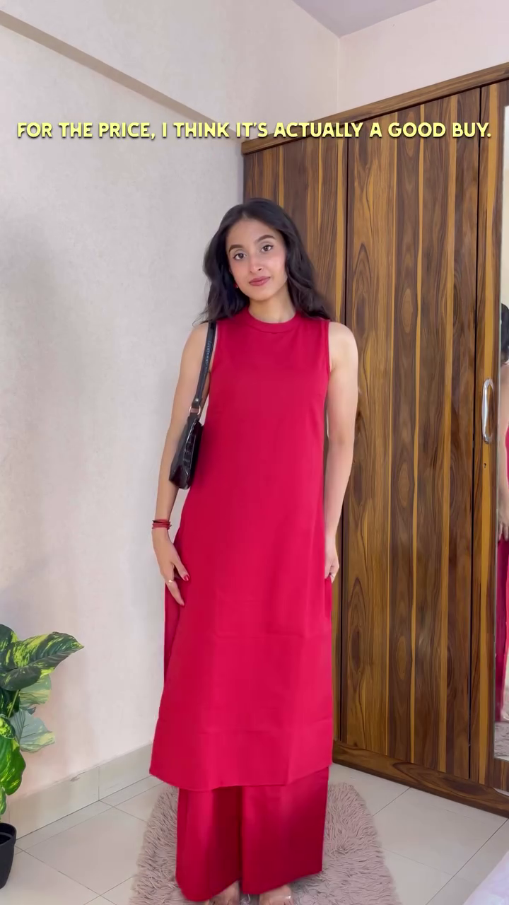 Bold Red Straight Kurta Set