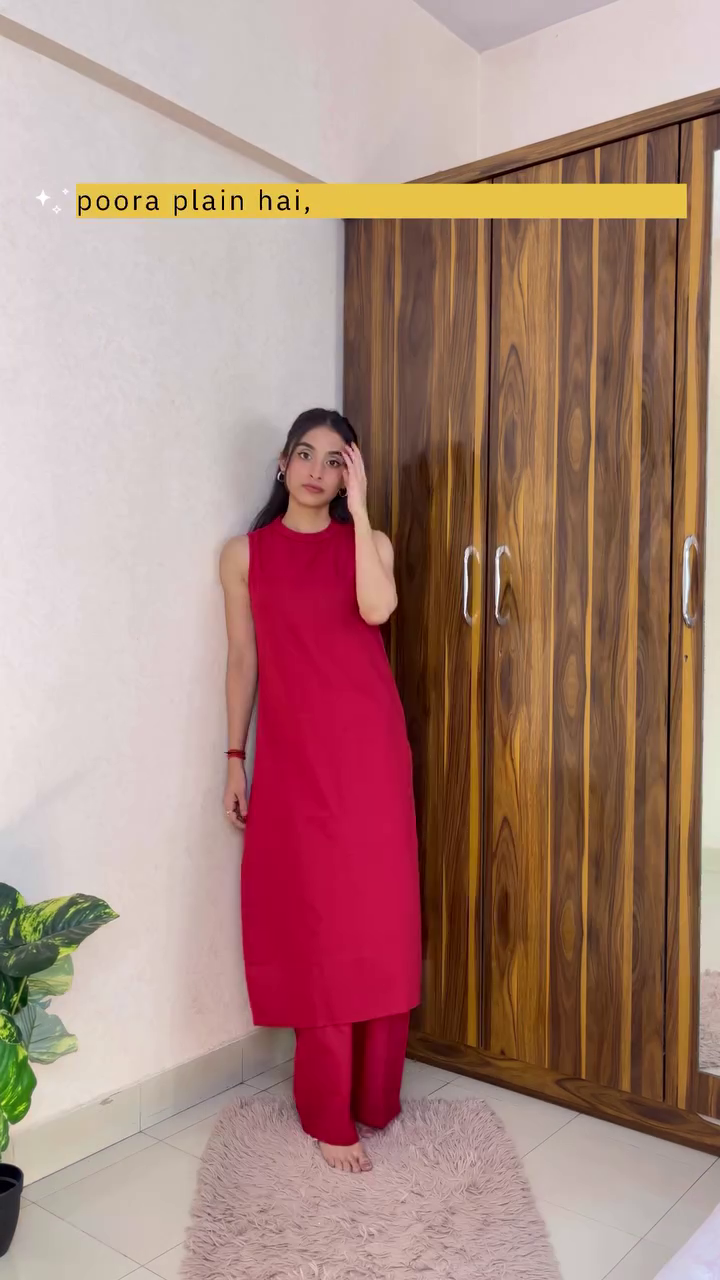 Bold Red Straight Kurta Set