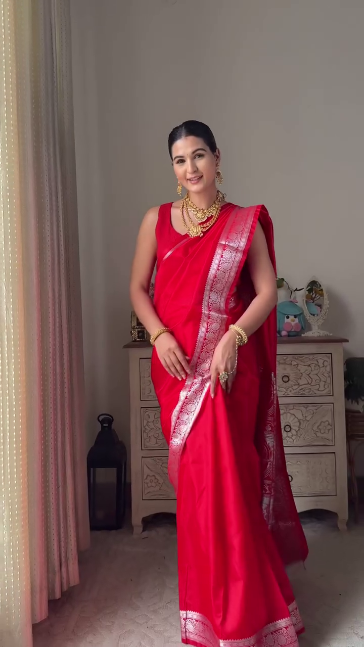Classic Red Banarasi Saree