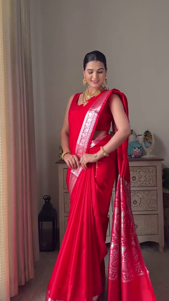 Classic Red Banarasi Saree