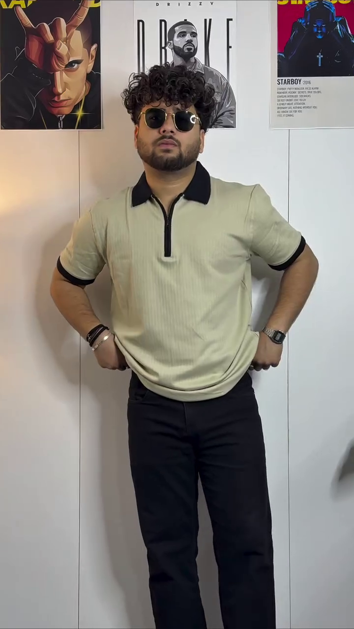 Beige Contrast Polo Tee-Shirt