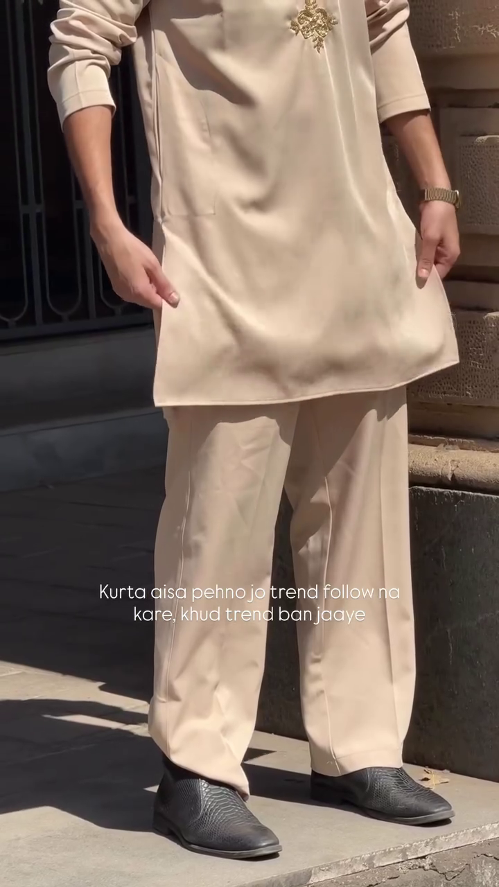 Royal Beige Embroidered Kurta Set