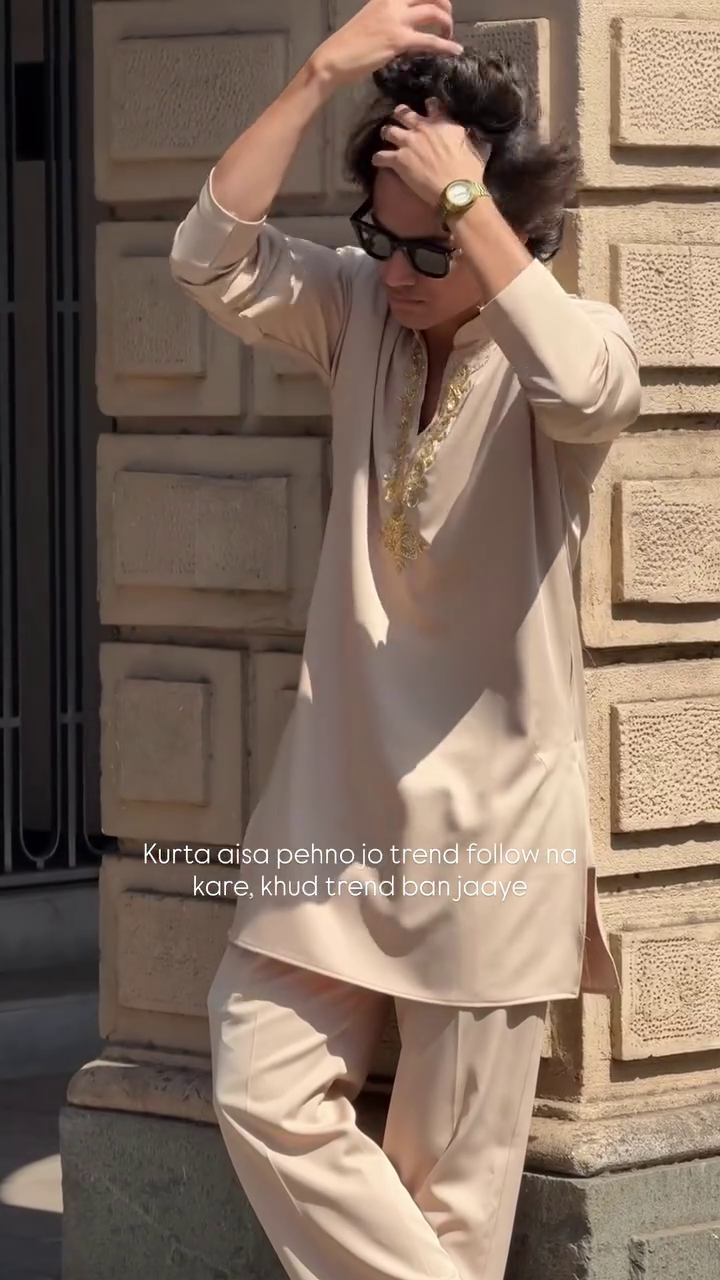 Royal Beige Embroidered Kurta Set