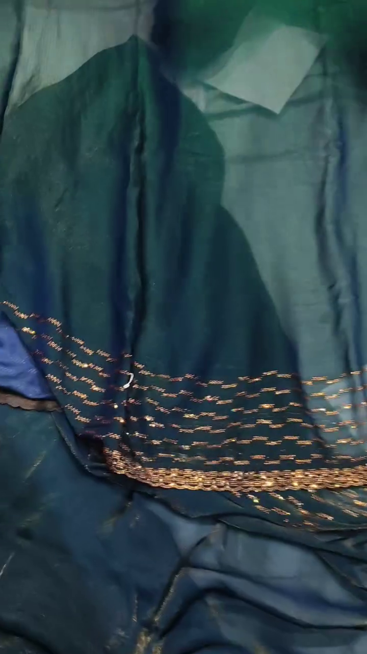 Mystic Sheer Ombre Saree with Shimmer Stripes –