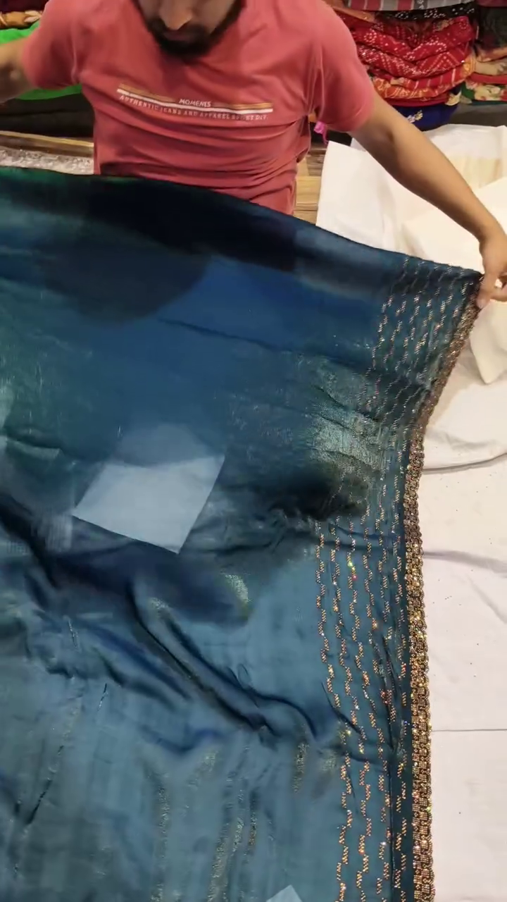 Mystic Sheer Ombre Saree with Shimmer Stripes –