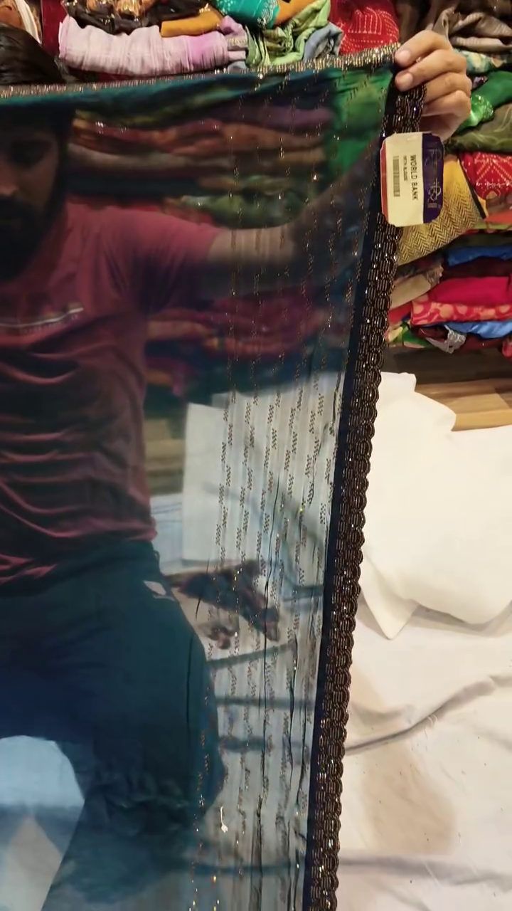 Mystic Sheer Ombre Saree with Shimmer Stripes –