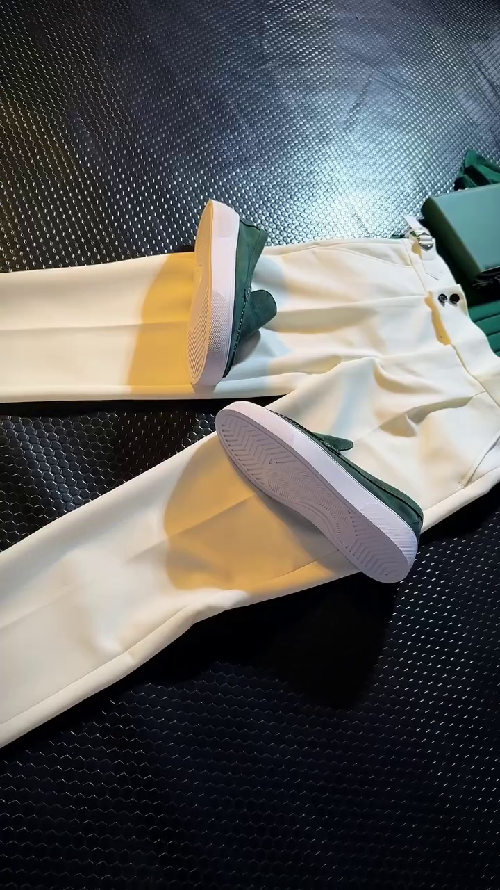 Green Polo with White Trousers Set
