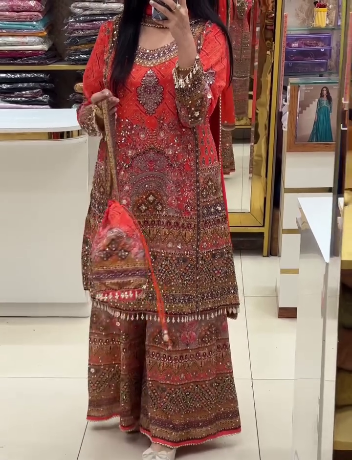 Regal Embroidered Sharara Set with Statement Dupatta