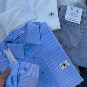 Classic Striped & Solid Button-Down Shirt – Effortlessly Chic