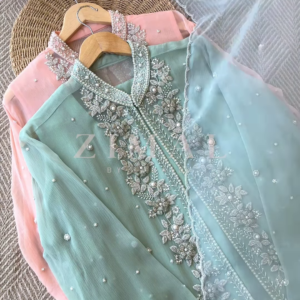 ✨ Ethereal Elegance – Handcrafted Embroidered Chiffon Suits ✨