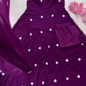 💜 Enchanting Purple Heart-Print Anarkali Set 💜