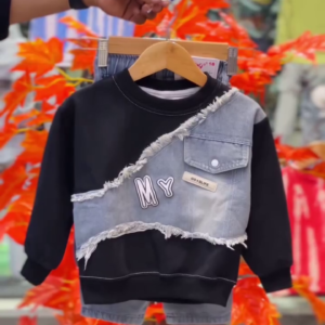 Denim Fusion Kids Co-Ord Set | Urban Black Wash | Full Sleeve Sweatshirt + Jeans