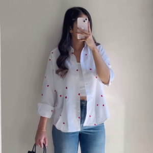 Sweetheart Summer Vibes in White, Cherry Red & Indigo Denim 🍒💙☀️