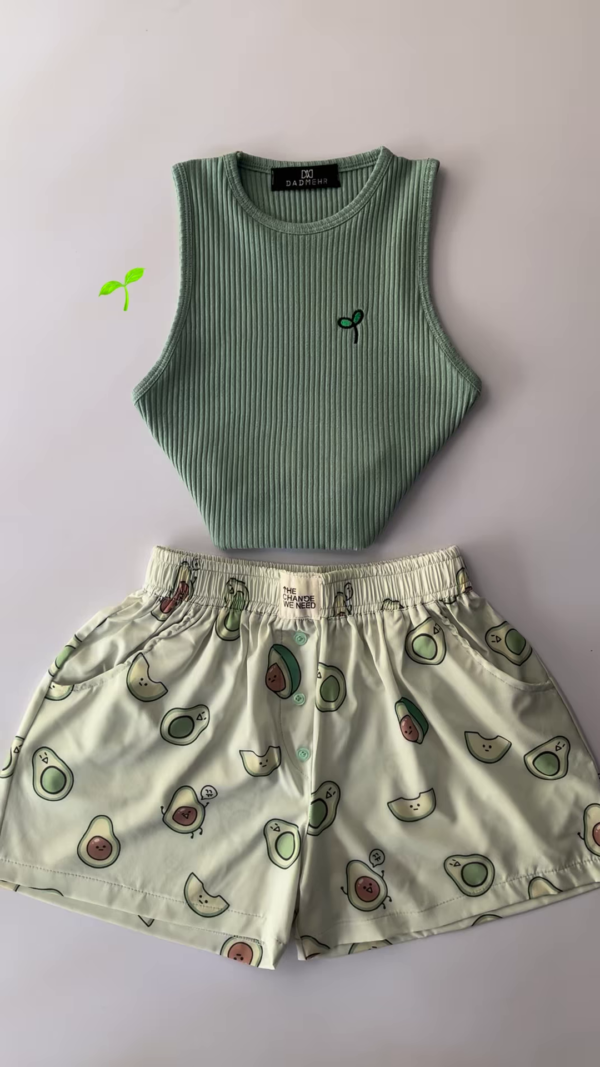 Adorable White Ribbed Tank Top and Shorts Set with Red Hearts - 6 Colors Available - Image 3